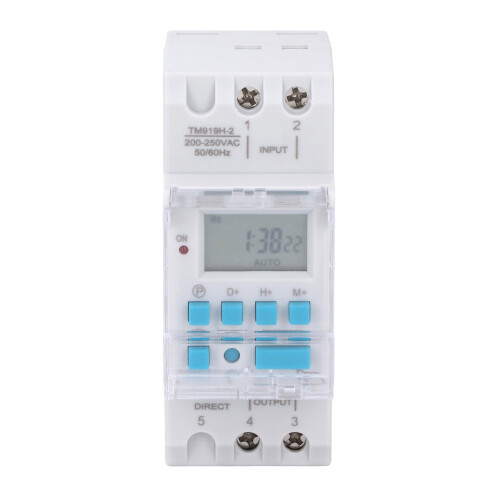 7-Day Programmable Digital Timer Switch, 16A Resistive, 8A Inductive, LCD Display, 3.56.58.7cm