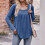 Womens Long Sleeve Tunic Tops Plus Size Square-Light  Blue S 2