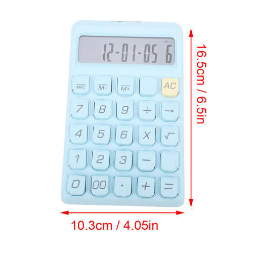 12-stellige LCD-Stimmen-Desktop-Rechner, Blau, Große Tasten 1