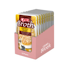 Ciao Broth by INABA Wet Cat Food - Chicken - 12 Packs (480g total) / Moist Treat, Delicious & Healthy Snack, Food Topper, Side Dish, Complement