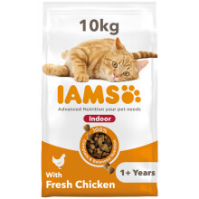IAMS Indoor Complete Dry Cat Food Chicken 10kg - Litter Odour Control, Hairballs