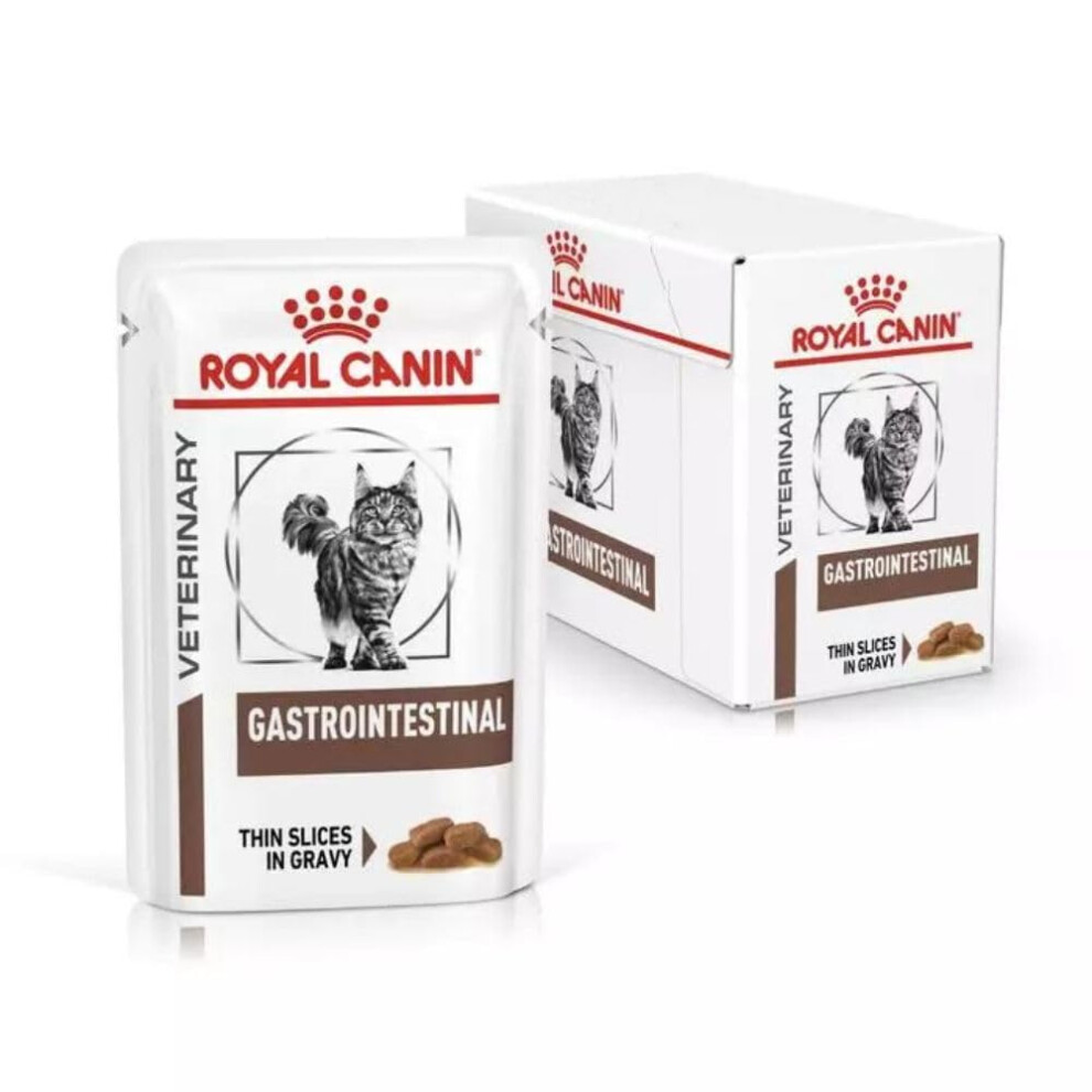 Royal Canin Veterinary Health Nutrition Gastrointestinal Wet Cat Food With Thin Slices In Gravy | 48 X 85G Pouches | Formulates To Support Healthy Di