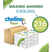 Caja Ahorro 6 bolsas chelino Nature Talla 3 (4-10 kg) Hipoalergénicos - 216 Pañales