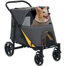 PawHut Dog Stroller, Foldable Pet Pram Dog Pushchair Buggy with Adjustable Canop