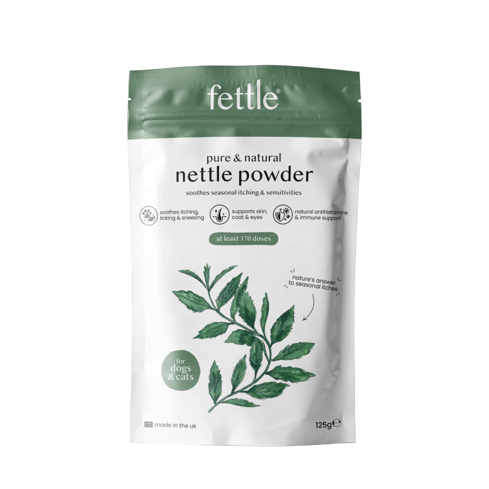 Fettle Pure & Natural Nettle Powder For Dogs And Cats Â Soothes Itching, Licking And Sneezing Â Pet Remedy For Year-Round Dog Allergy Relief And Sensitiv