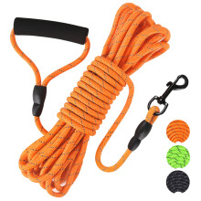 Vivifying Long Dog Lead, 10M/32FT Reflective Floating Long Leads for Dog Training with Soft Handle for Camping, Hiking, Swimming, Beach and Lake (Ref