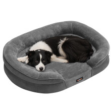 Feandrea Dog Bed, Large Orthopaedic Dog Sofa Bed, 91 x 68 x 18 cm, Egg Crate Foa