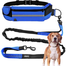 Edipets, Dog Running Lead, Waist Belt, Hands Free, Anti-strain, Reflective, Walking, Training, with your Dogs, 160-220 cm (Blue)