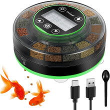 Petbank Automatic Fish Feeder for Aquarium - Auto Food Dispenser with Timer Rechargeable Timer USB Cable & LCD Display Moisture-Proof Design of Food,