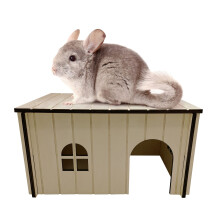 Wooden Rabbit House 37x28x20cm | Pet Animal Hide Hideout Ideal For Rabbits Chinchillas and Guinea Pigs | Perfect Nesting Box Slots Together