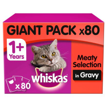 whiskas 1 Plus Cat Pouches Meat Selection in Gravy Giant Pack, Chicken, 0.1 kg