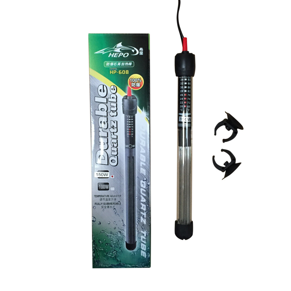 Hepo Hp-608 Quartz Aquarium Fish Tank Heater Submersible Thermostat 25W To 300W (25W)