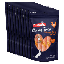Rosewood Chewy Twist Treats for Dogs - Rich in Chicken, Small Dog Treats, Delicious, Long-Lasting Chews, Helps Clean Teeth, Salt Free, Highly Digesti