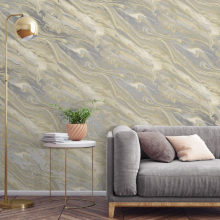 Neutral Grey Marble Effect Wallpaper Feature Wall