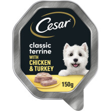 Cesar Classic Terrine in Jelly 14 Trays, Adult Premium Wet Dog Food, Chicken & Turkey, Pack of 2 (7 x 150 g)