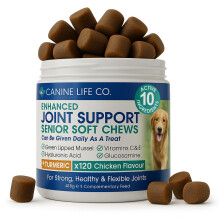 Canine Life Co. Senior Dog Joint Supplement – 10 Active Ingredients with Glucosamine, Green Lipped Mussel & Turmeric – High Strength Soft Chews fo