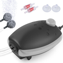 HITOP Aquarium Air Pump with Accessories, Silent Oxygen Pump for Aquarium, Whisper Aerator for Fish Tank 30L to 400 Litres (BLACK -GRAY)