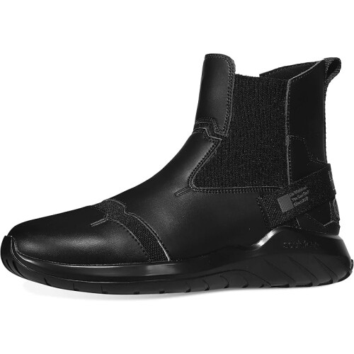 High Top Sneakers Leather Splicing Reflective Black 2