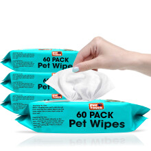X 60 Pack All Purpose PET WIPES for daily Cleaning of your Dogs and Cats Deodorizing ALCOHOL FREE and WET Moist Dog Paw Cleaner & Dog Ear Cleaner