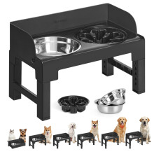 Feandrea Raised Dog Bowls with Stand, Two 304 Stainless Steel Bowls