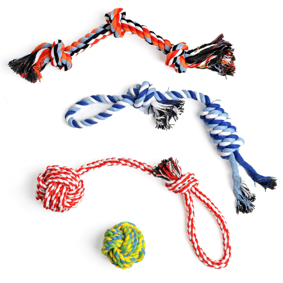Fida 4 Pack Dog Toys For Small/Medium Dogs, Puppy Toys For Tug Of War | Chewing | Fetch Game, Natural Cotton Dog Rope Toy For Dental Health And Inter 5004019861411
