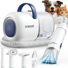 oneisall Dog Grooming Vacuum, 15000Pa Pet Vacuum Kit Shedding 99% Pet Hair, Dog Grooming Clippers with Trimmer Nail Grinder, 59dB Quiet with