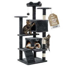 Rex & Roxy Cat Tree 138CM | Cat Tower for Indoor Cats | Scratch Post for Cats | Multi-Level Cat Climbing Frame with Condo, Perch, Hammock, Ladder & Si