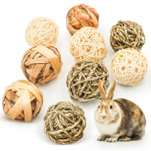 Episkey 9 Pcs Rabbit Toys, Rabbit Treats Guinea Pig toys Small Pets Chew Balls Grass Balls Natural Toys for Rabbits Chinchilla Bunnies Gerbils and Ha