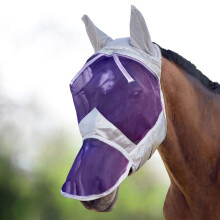 Harrison Howard CareMaster Horse Fly Mask Long Nose with Ears Full Face Silver/P