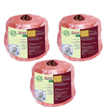 3x Himalayan Animal Horse Lick Natural Pink Salt, Natural shape salt with strong hanging Rope | Suitable for all Animals | 1-1.5 kg Salt l P