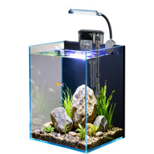 Craftsboys 5.5L Fish Tank Starter Kits, Nano Glass Aquarium with Filter, Led Lig