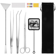 Flintronic Aquascaping Tool, 7 in 1 Aquarium Aquascape Tools Kit, Anti-Rust Aquatic Plant Aquascaping Tool, Stainless Steel Long Tweezers Scissors Sp