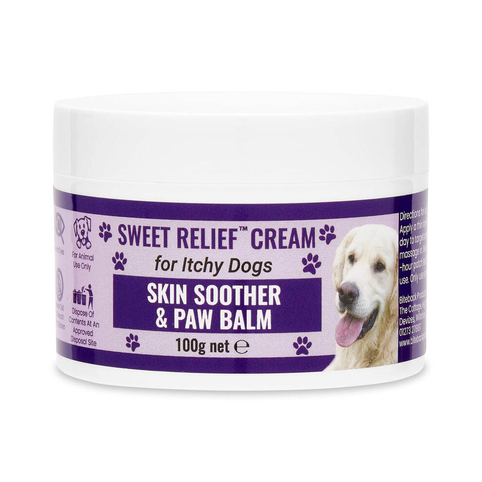 Biteback Products Sweet Relief - Soothing Itchy Dog Skin Cream & Dog Paw Balm 100G - Ultimate Antiseptic Cream For Dogs, Perfect For Itchy Dog Skin, Essential In Dog F
