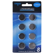 CR2032 3V Button Cell Batteries Pack of 8 in Childproof Packaging for Key Fobs Remote Controls Digital Scales and Watches