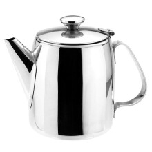 Stainless Steel Tea and Coffee Pot 1.0 Litre 32oz with Hinged Lid Built-In Strainer Drip-Free Spout for Restaurants Hotels and Buffet Service