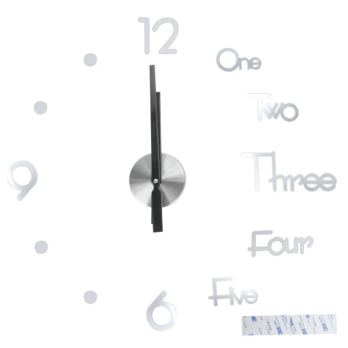 Frameless Acrylic Mirror Wall Clock - Silver, DIY Home Office Decor 1
