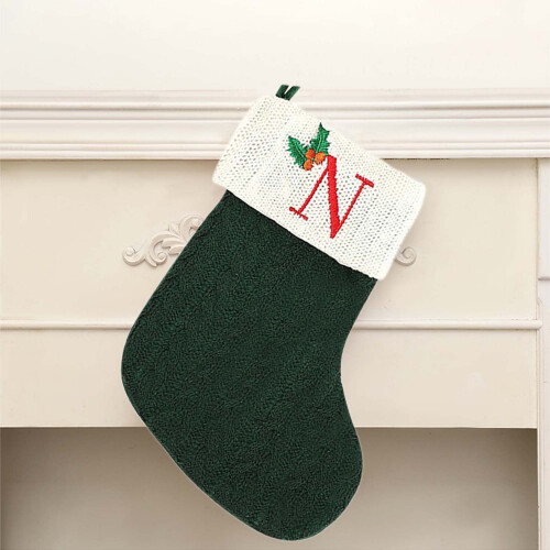 Tissu pour bas de Noël verts 7,9 x 5,9 pouces 2