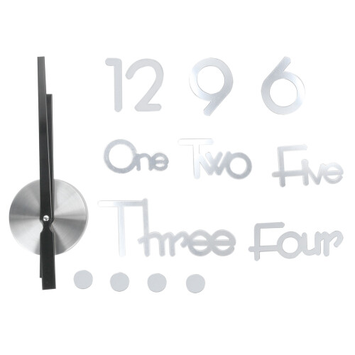 Frameless Acrylic Mirror Wall Clock - Silver, DIY Home Office Decor