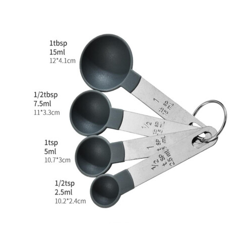 Plastic Measuring Cups & Spoons Set – Engraved, Stackable, Silicone-Flex for Liquid & Dry, Baking & Cooking 2