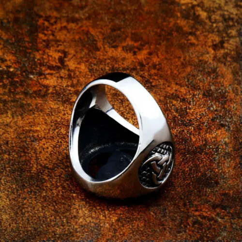 Odin Dreifachhornring Edelstahl Retro Wikinger Rune 1