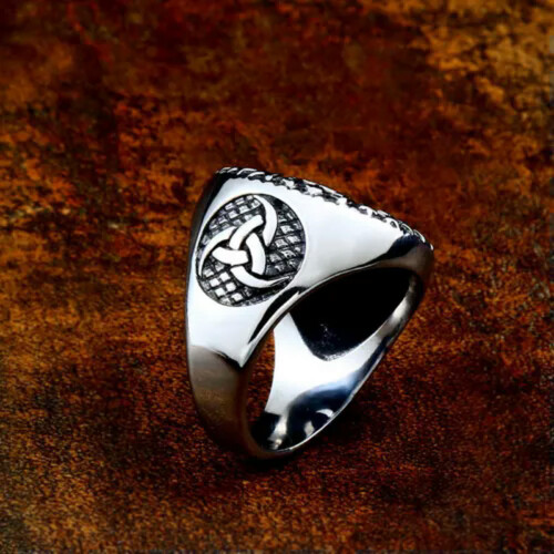 Odin Dreifachhornring Edelstahl Retro Wikinger Rune 2