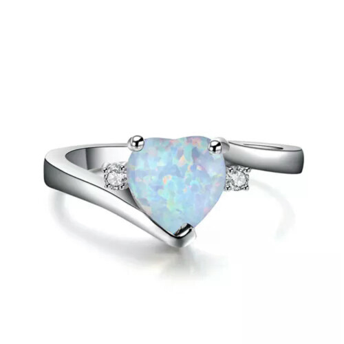 Δαχτυλίδι αρραβώνων Love Heart Fire Opal από ασήμι για γυναίκες 2