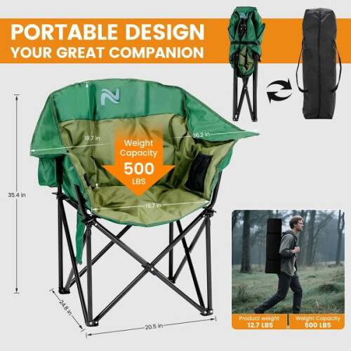 Oversized Heated Camping Chair 400 lbs capacity USB heating 1