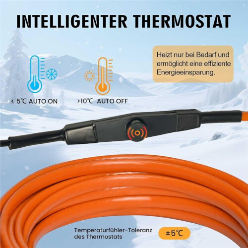 Frost Protection Heating Cable 4 M Heating Cable Concurrent Heating Self-Regulating Waterproof for Water Pipes Eu Plug 1