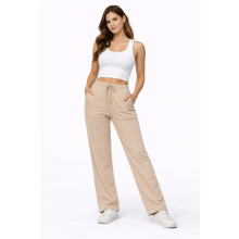 (Nude, UK 12) Women Fleece Joggers Open Hem Gym Soft Pants