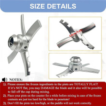 Ice Cream Stainless Steel Replacement Paddle Blade for NC701 CN700 Ice Cream Makers Attachment Blender Blade Assembly