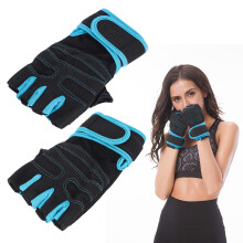 Half Finger Fitness Gloves, Rubber, Anti-Slip Wrist Support, M