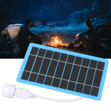 5V 5W Portable Solar Panel Charger with White Light for Camping & Hiking
