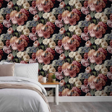 Red Floral Wallpaper Multi Textured Feature Wall