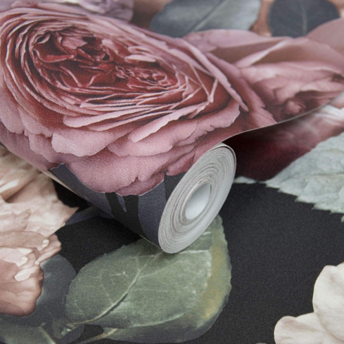 Grandeco Red Floral Wallpaper Multi Textured Feature Wall 2